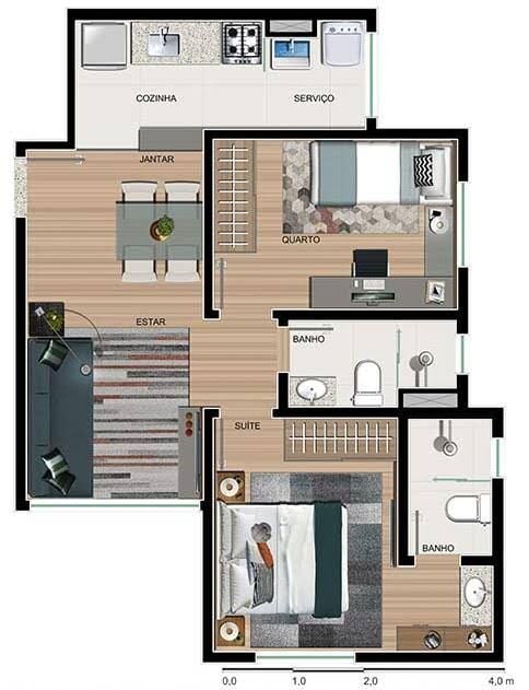 Apartamento, 2 quartos, 54 m² - Foto 2