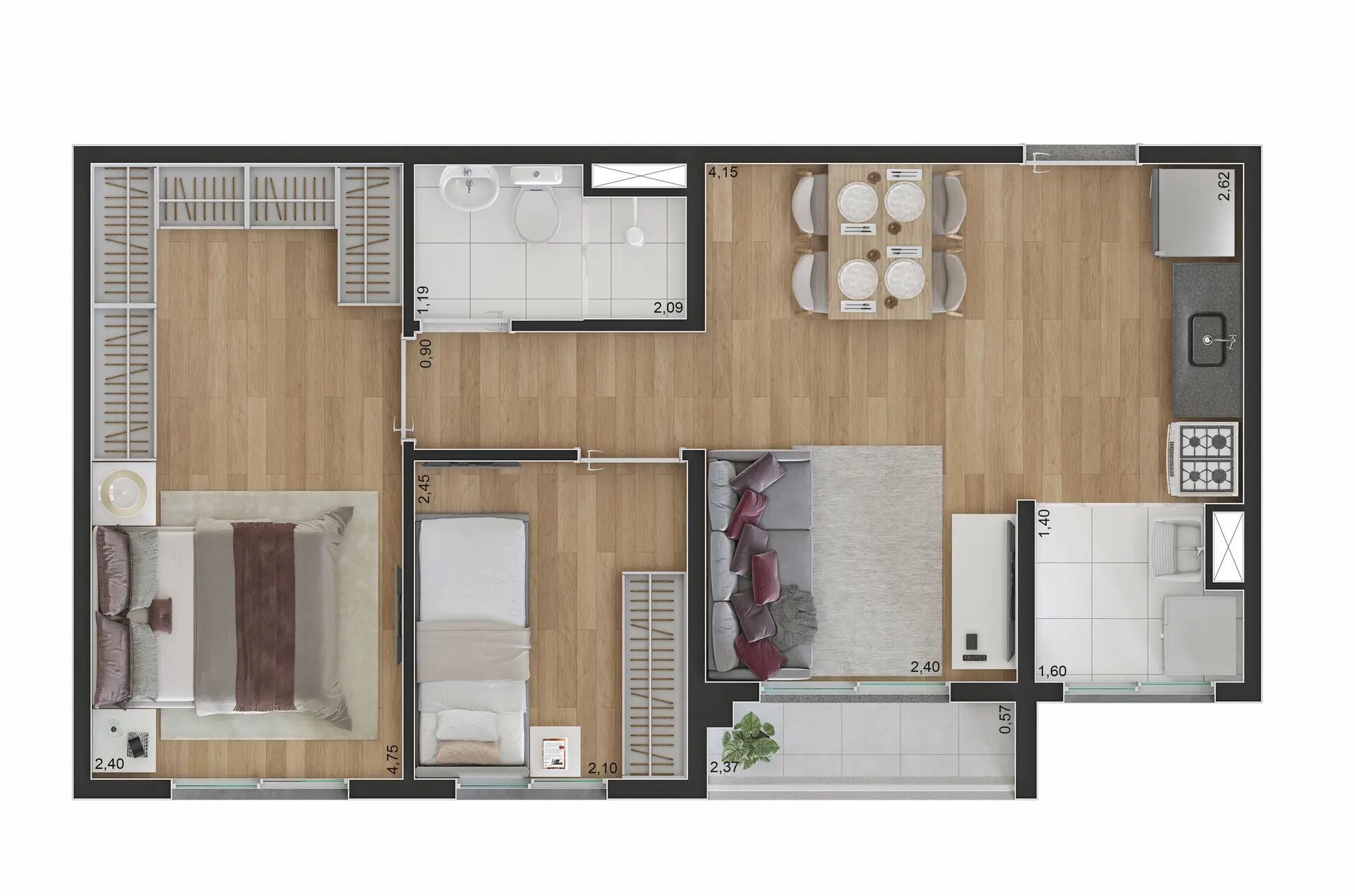 Apartamento, 2 quartos, 44 m² - Foto 3