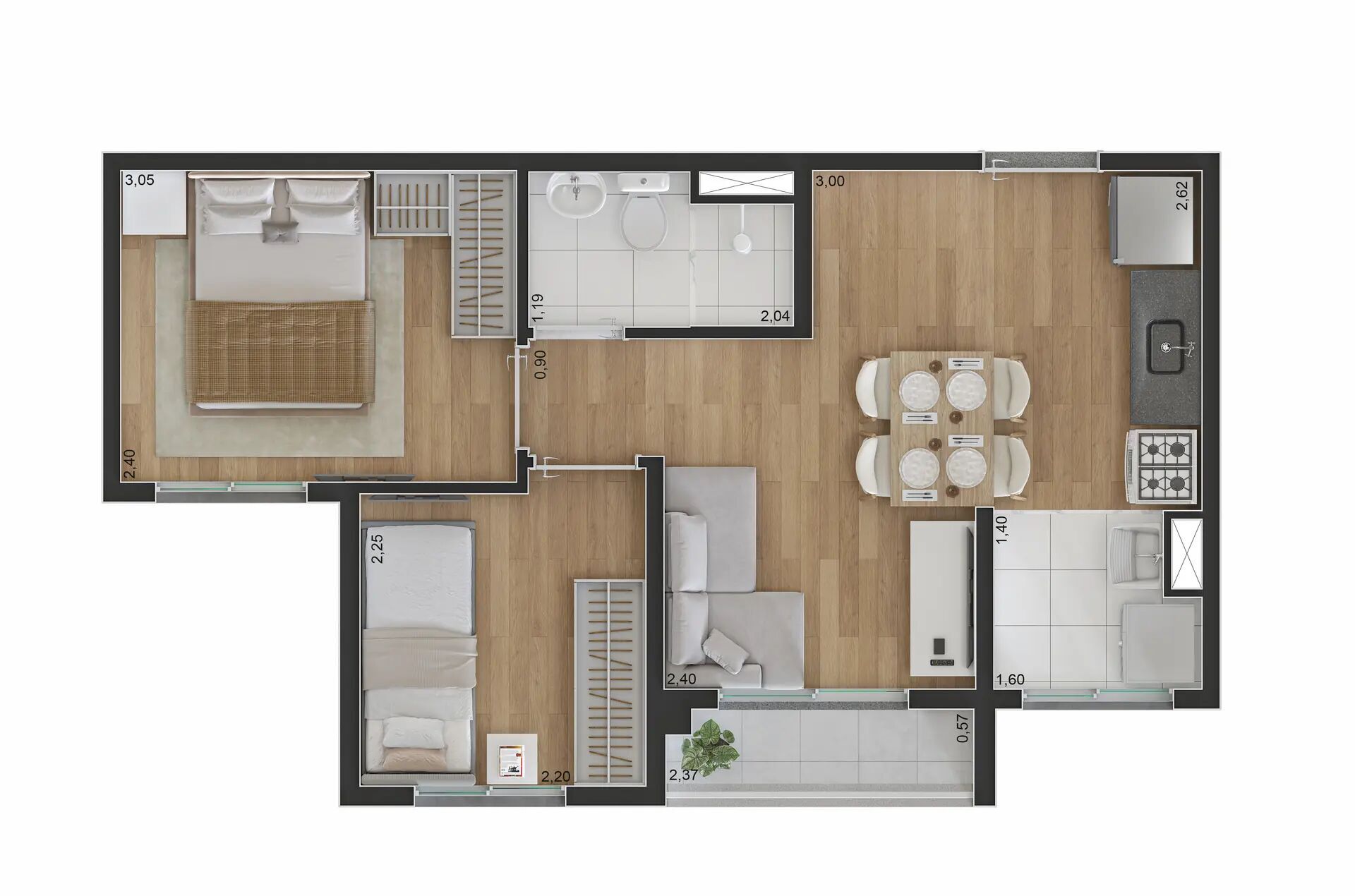 Apartamento, 2 quartos, 44 m² - Foto 2