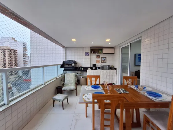 Apartamento com 3 quartos, 109 m², com varanda gourmet, à venda no Caiçara, Praia Grande