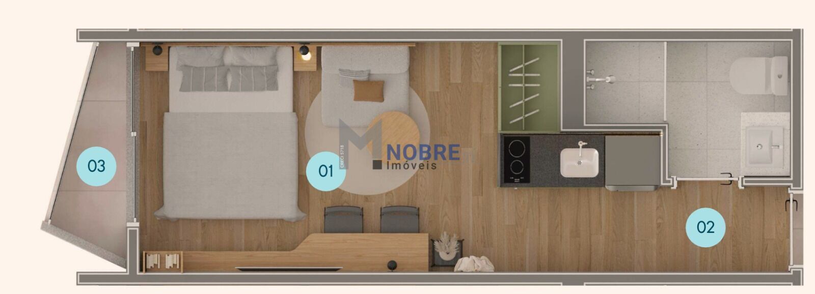 Apartamento à venda com 1 quarto, 1 banheiro, 1 vaga e 24m² no Itacorubi, Florianópolis (SC) — foto 4 de 8