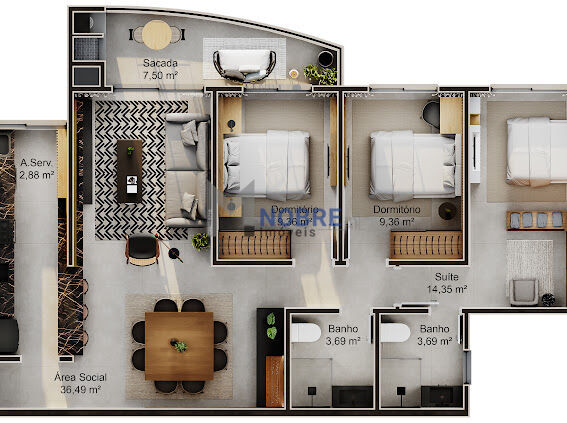 Apartamento à venda com 3 quartos, 1 suíte, 2 vagas e 94m² no Saco Grande, Florianópolis (SC) — foto 12 de 20