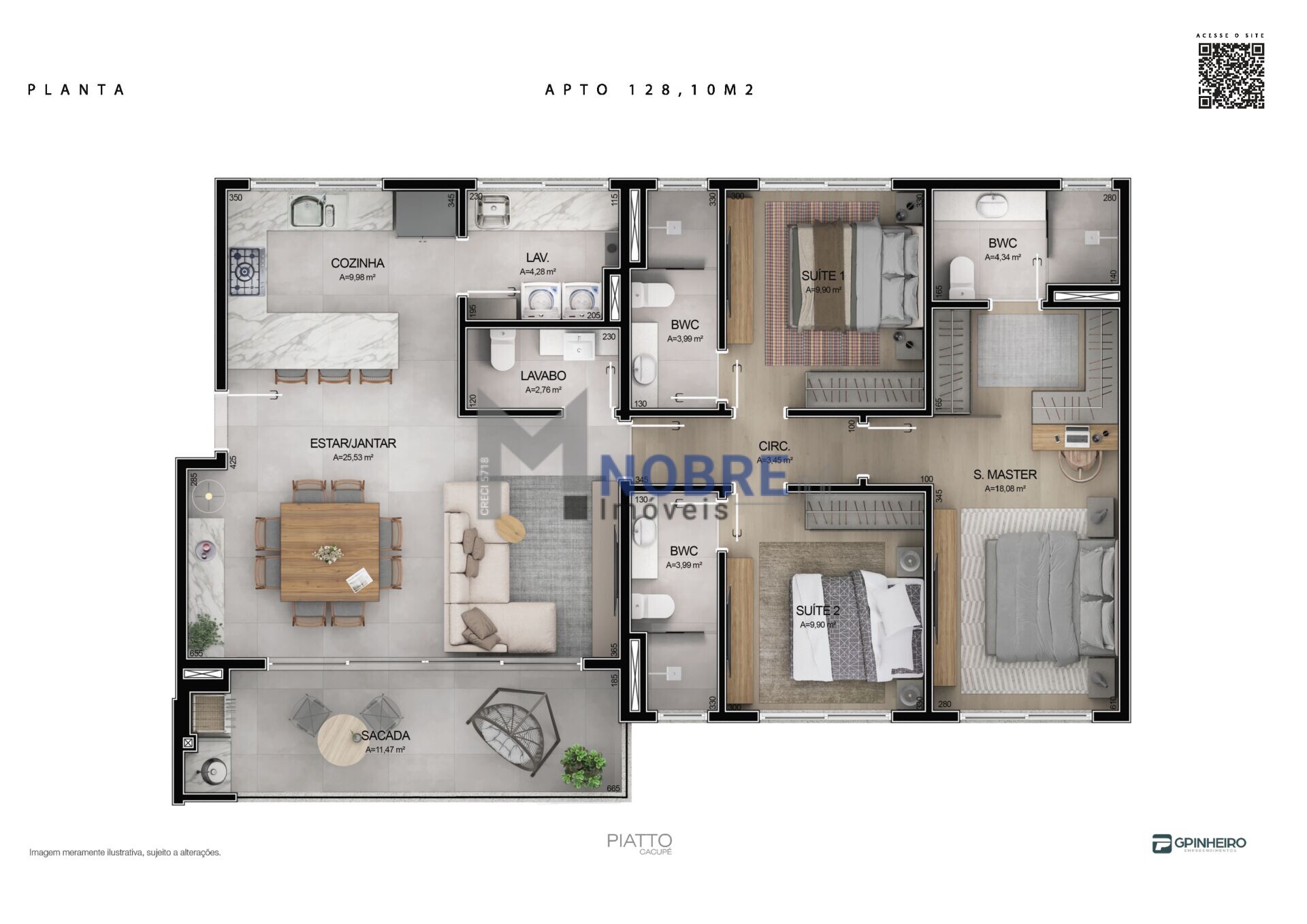 Apartamento à venda com 3 quartos, 3 suítes, 2 vagas e 128m² no Cacupé, Florianópolis (SC) — foto 13 de 20