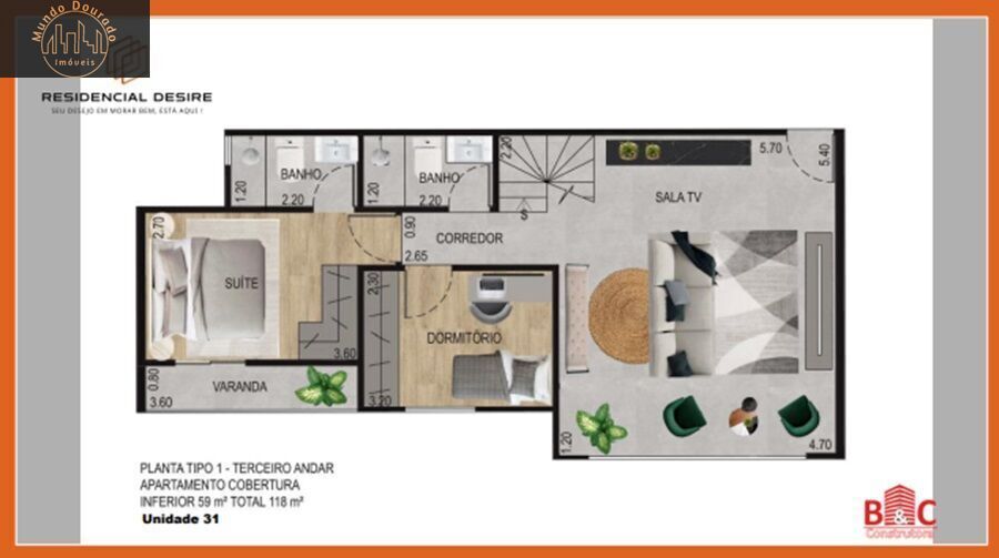 Cobertura, 2 quartos, 118 m² - Foto 12