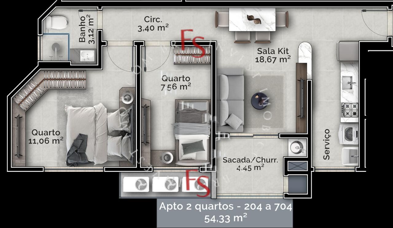 Apartamento, 2 quartos, 54 m² - Foto 8