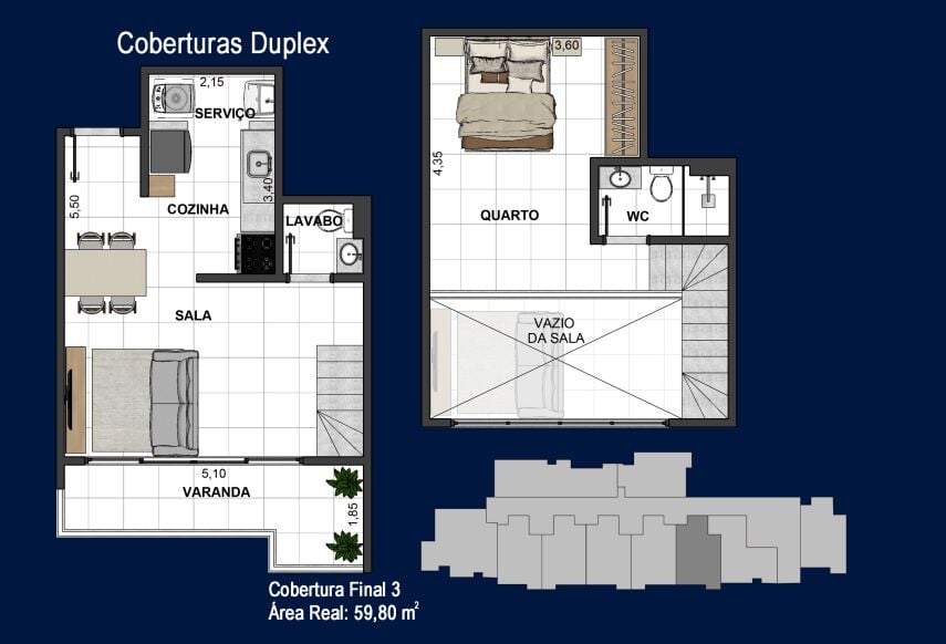 Cobertura, 1 quarto, 59 m² - Foto 4