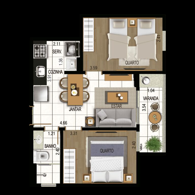 Apartamento, 2 quartos, 44 m² - Foto 21