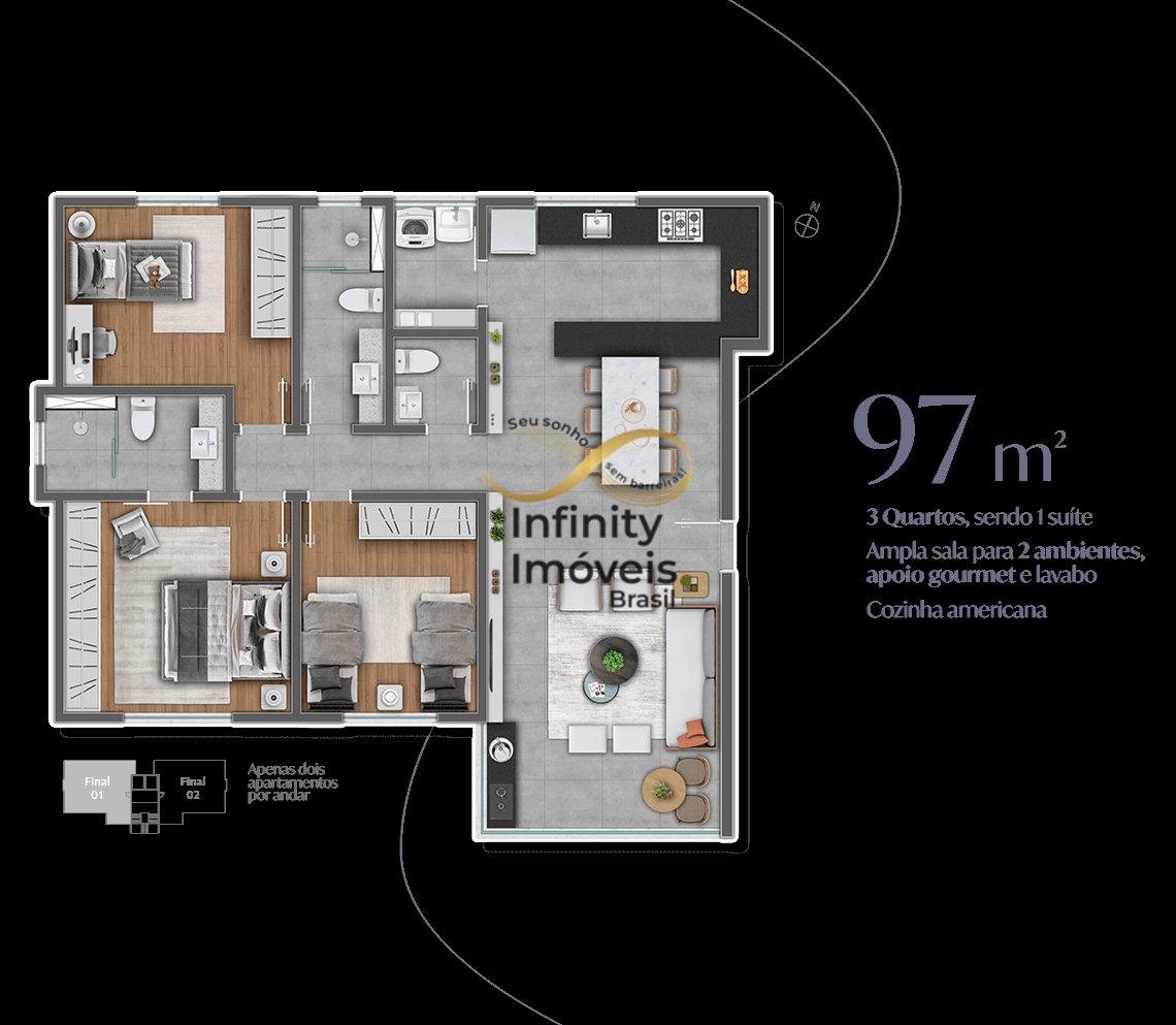 Apartamento, 3 quartos, 97 m² - Foto 9