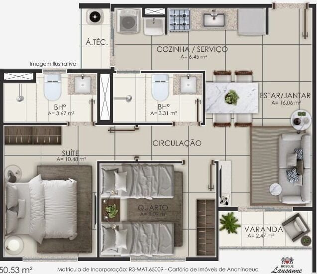 Apartamento, 2 quartos, 50 m² - Foto 7