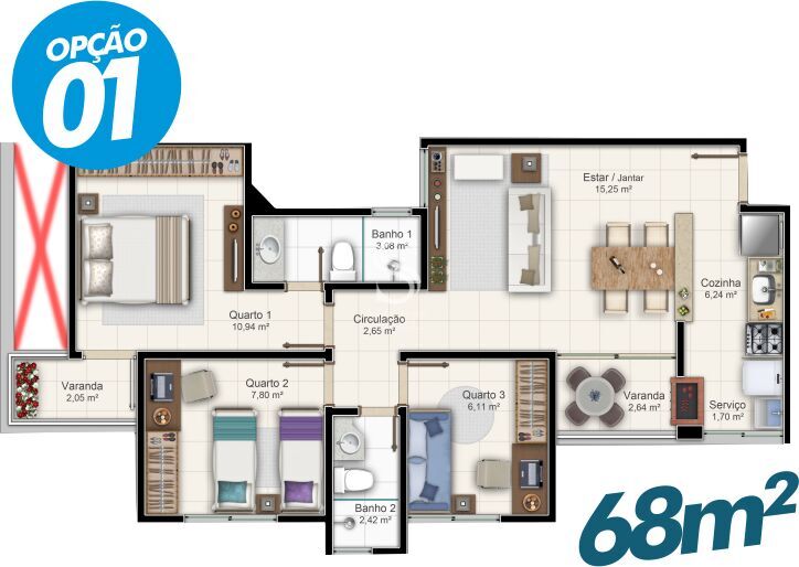Apartamento, 3 quartos, 68 m² - Foto 22