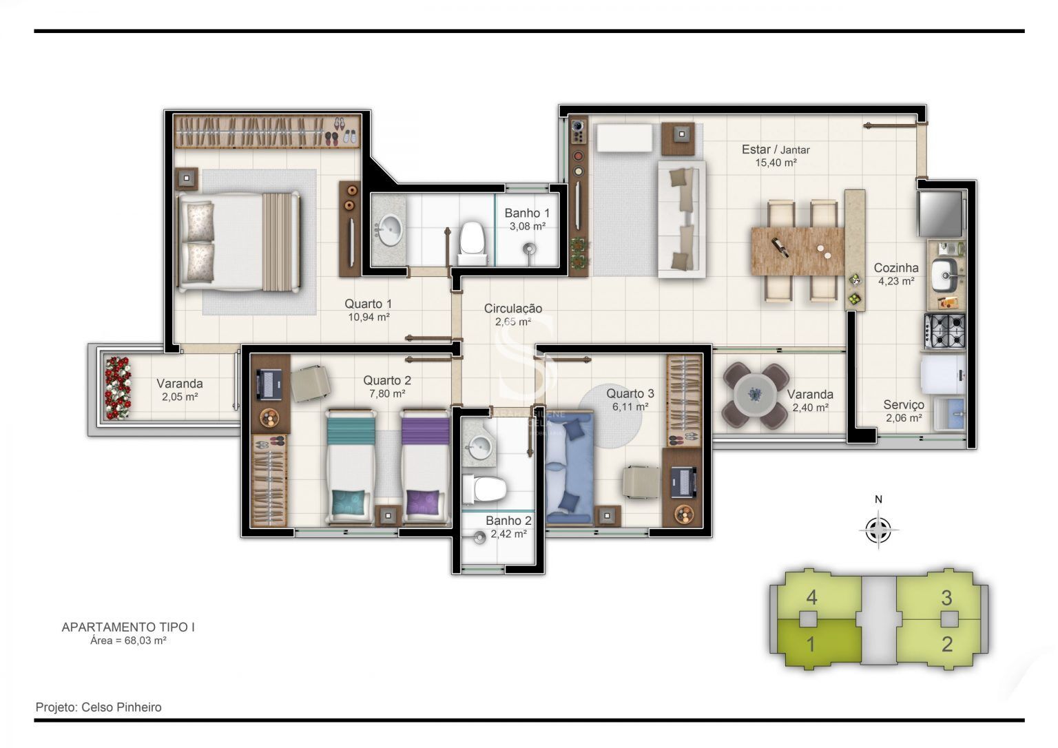 Apartamento, 3 quartos, 68 m² - Foto 24
