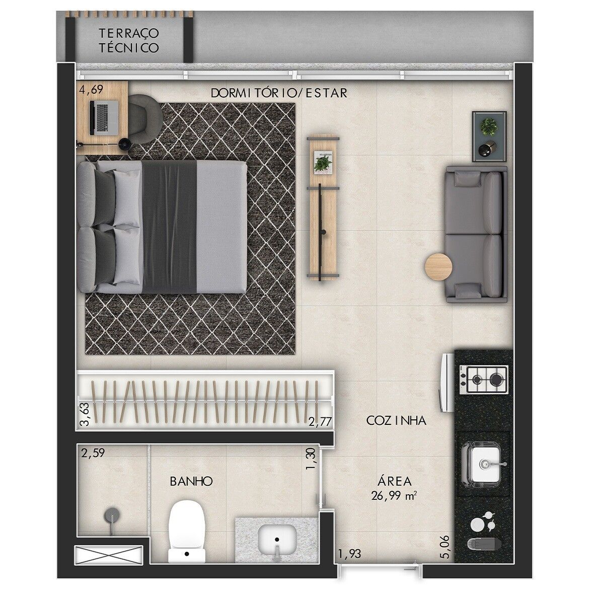 Apartamento, 1 quarto, 27 m² - Foto 8