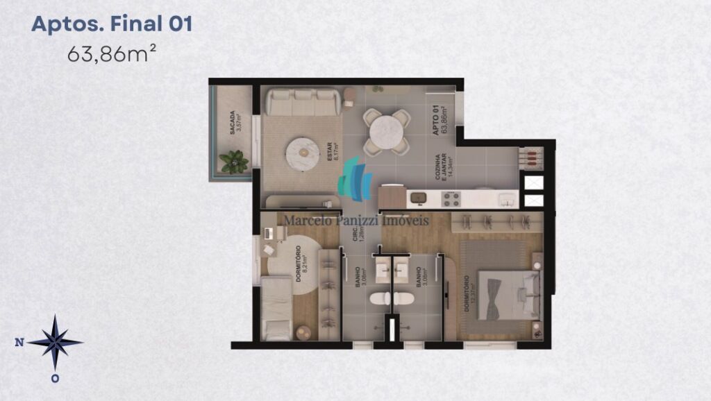 Apartamento, 2 quartos, 63 m² - Foto 9