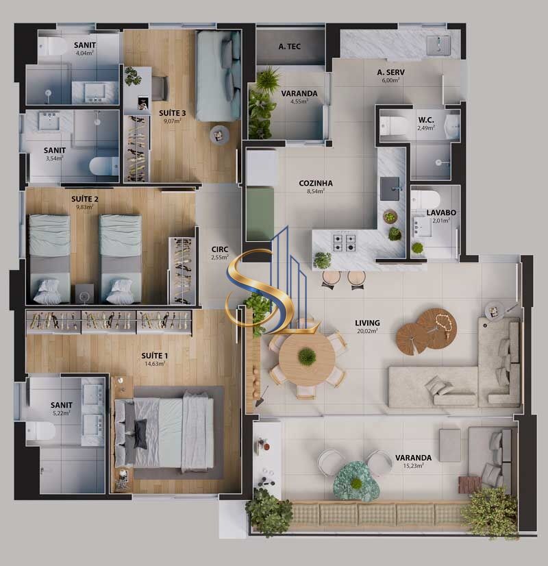 Apartamento, 3 quartos, 107 m² - Foto 3