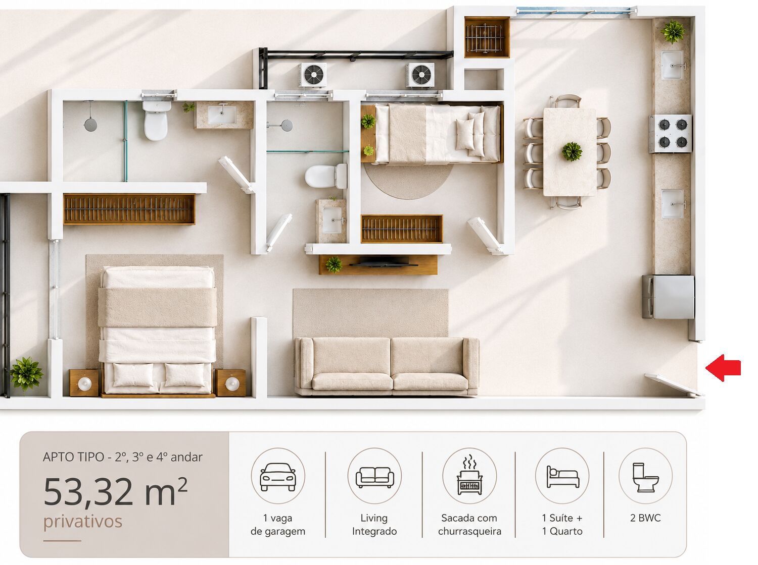 Apartamento, 2 quartos, 53 m² - Foto 7